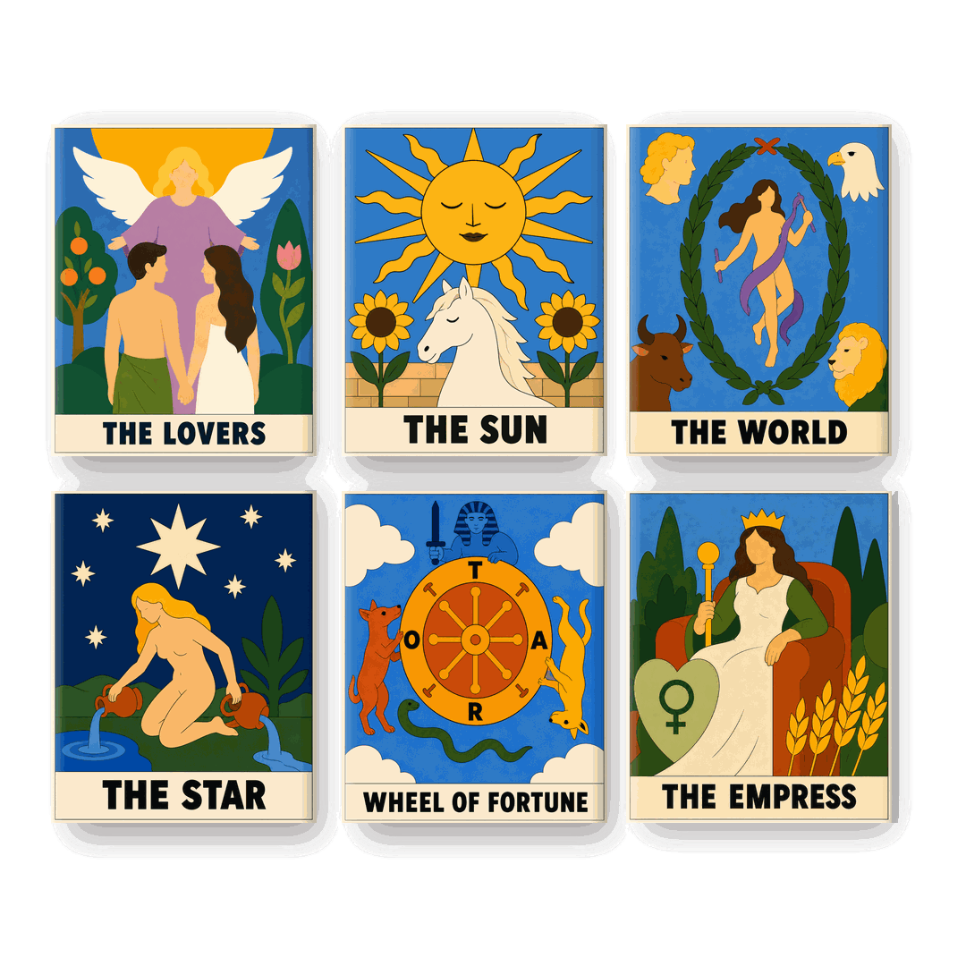 6 Mini Paintings - Tarot Reading Set