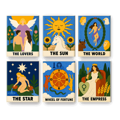 6 Mini Paintings - Tarot Reading Set