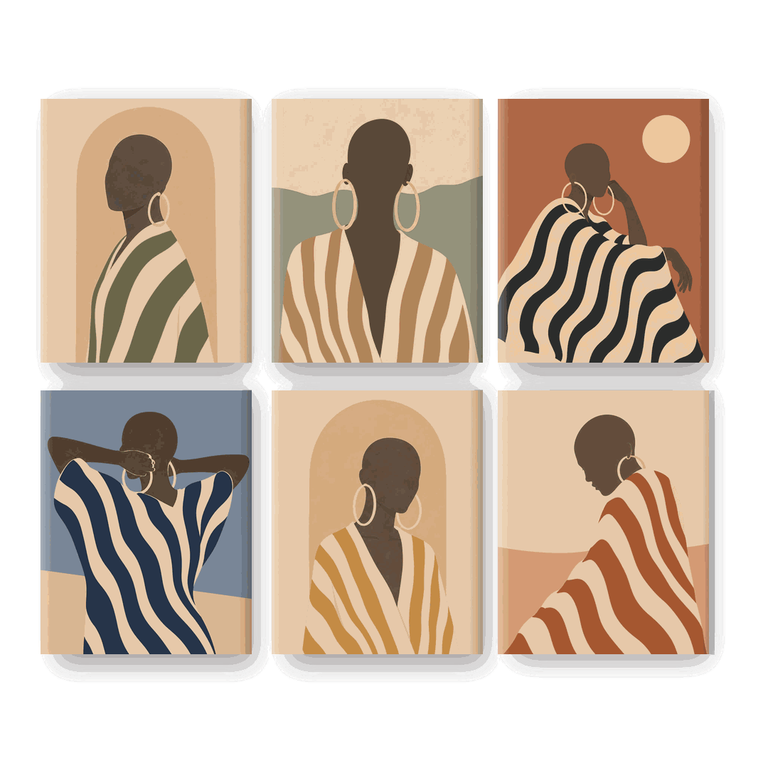 6 Mini Paintings - Minimalist Portrait Set - Paint by numbers