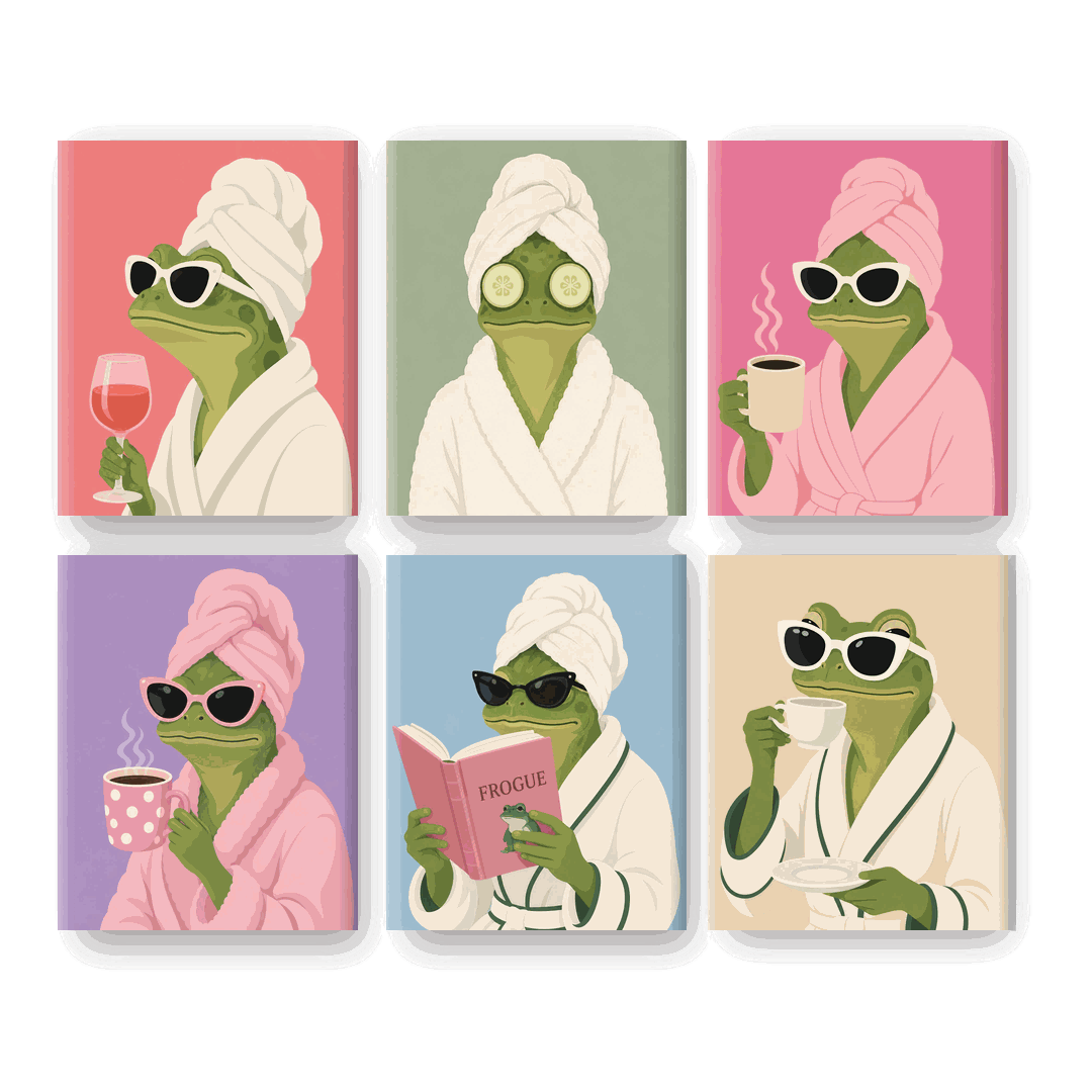 6 Mini Paintings - Spa Frog Set - Paint by numbers