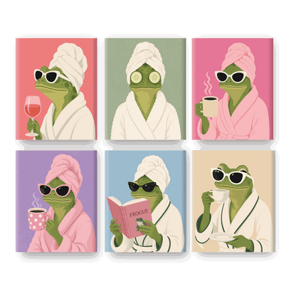6 Mini Paintings - Spa Frog Set - Paint by numbers