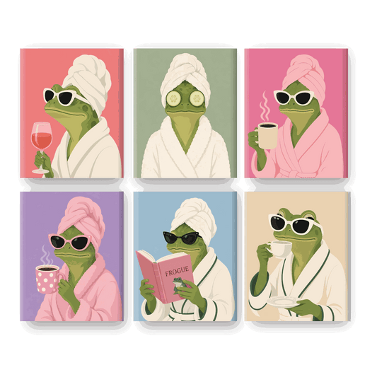 6 Mini Paintings - Spa Frog Set - Paint by numbers