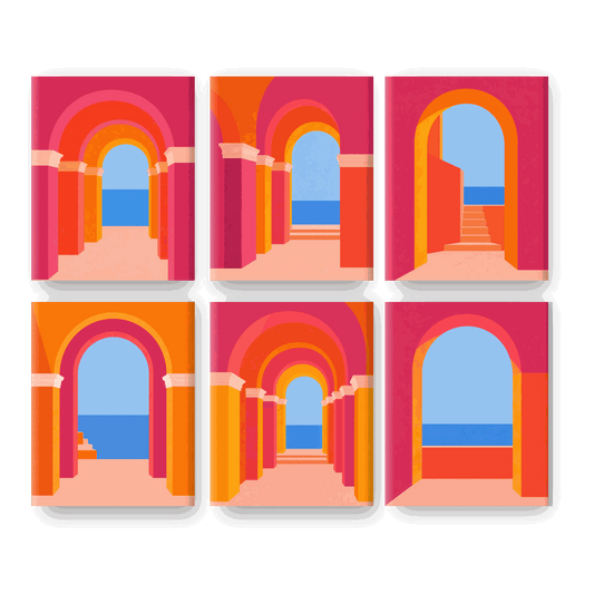 6 Mini Paintings - Colorful Arches Set - Paint by numbers