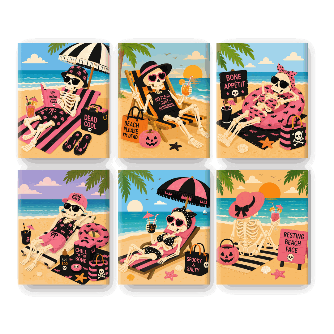 6 Mini Paintings - Skeleton Beach Set