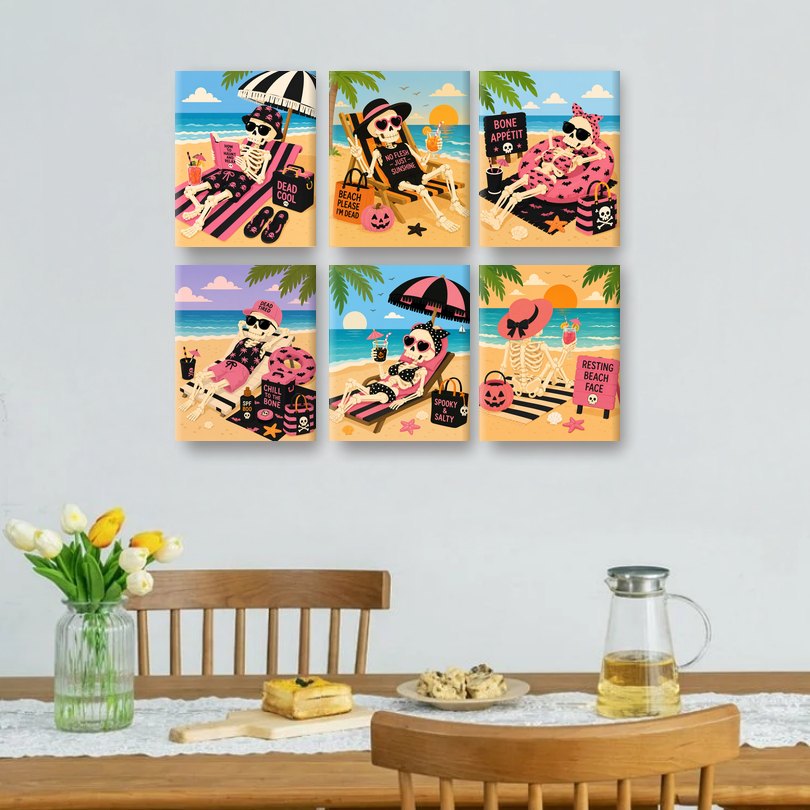 6 Mini Paintings - Skeleton Beach Set