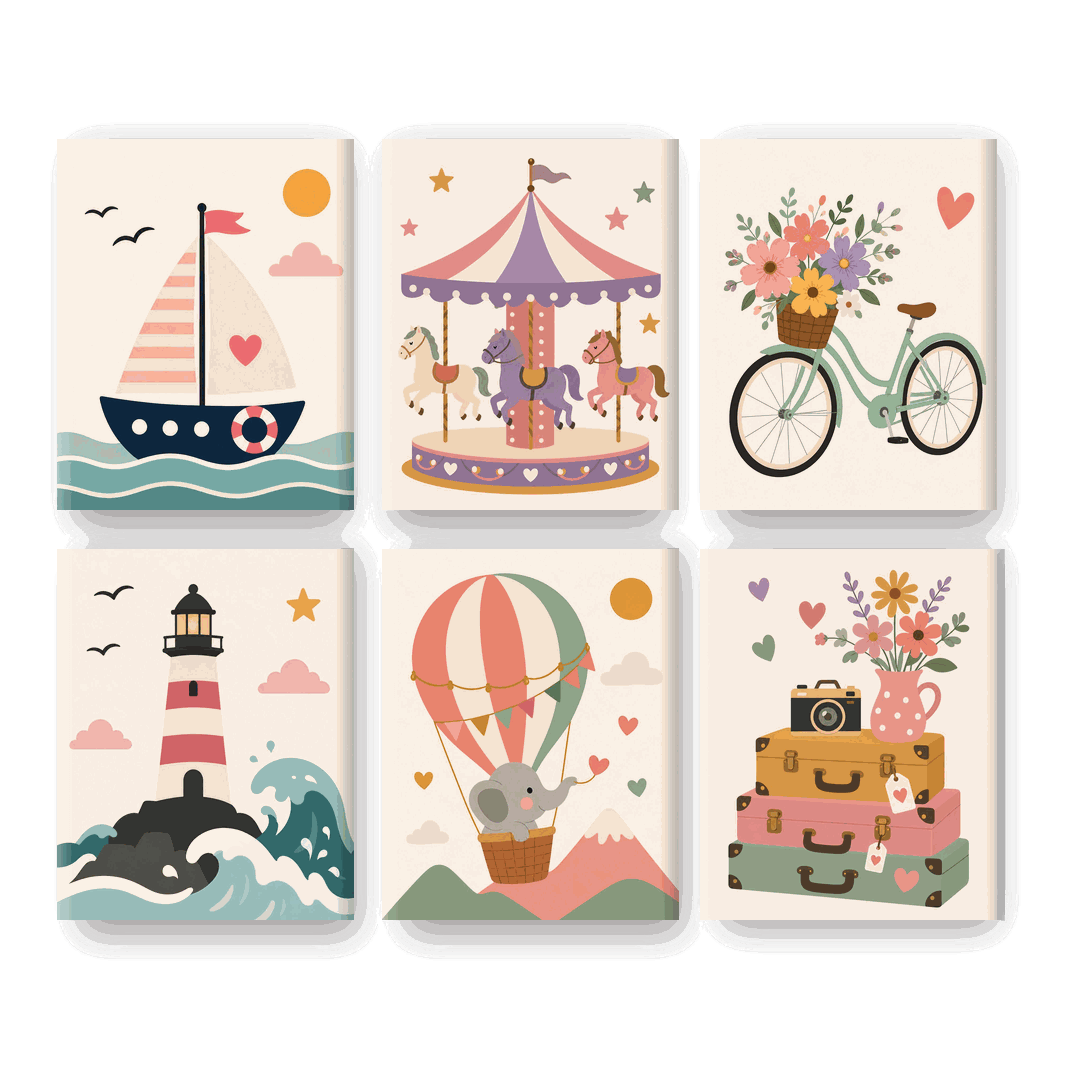 6 Mini Paintings - Sweet Charm Set - Paint by numbers