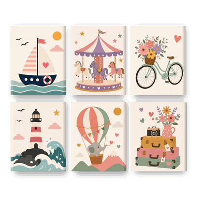 6 Mini Paintings - Sweet Charm Set - Paint by numbers