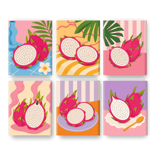 6 Mini Paintings - Dragon Fruit Set - Paint by numbers
