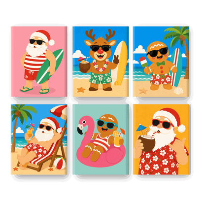 6 Mini Paintings - Christmas & Beach Set