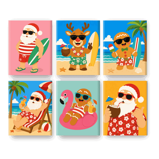 6 Mini Paintings - Christmas & Beach Set