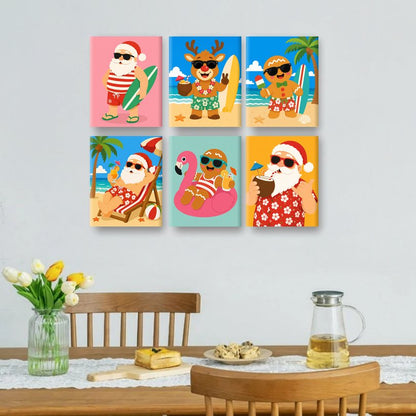 6 Mini Paintings - Christmas & Beach Set