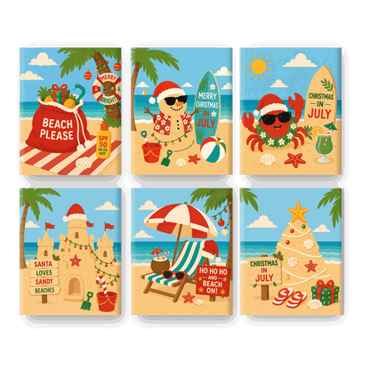 6 Mini Paintings - Summer Christmas Set