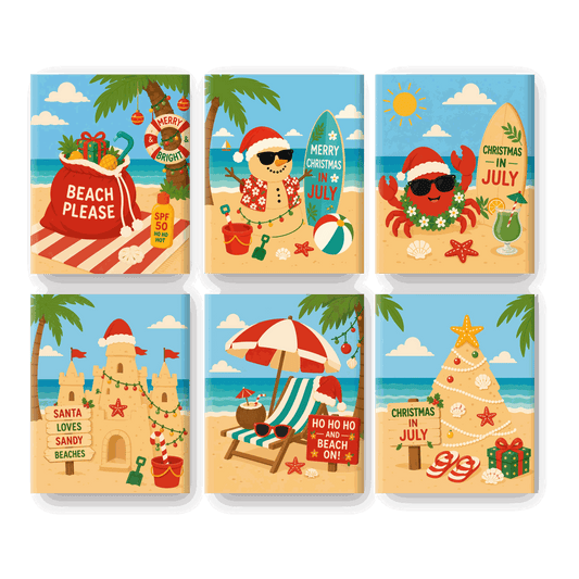 6 Mini Paintings - Summer Christmas Set