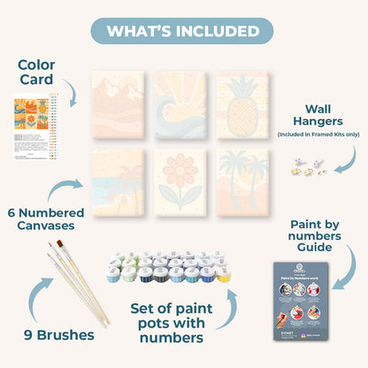 6 Mini Paintings - Retro Summer Set
