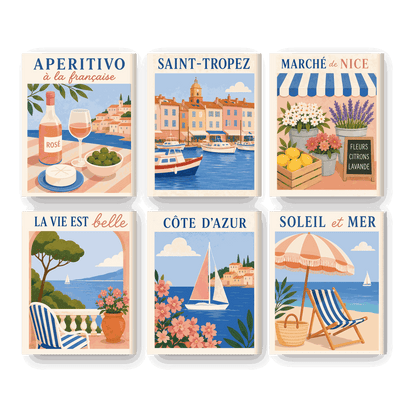 6 Mini Paintings - French Riviera Set
