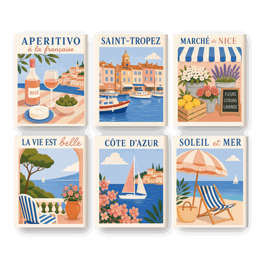 6 Mini Paintings - French Riviera Set
