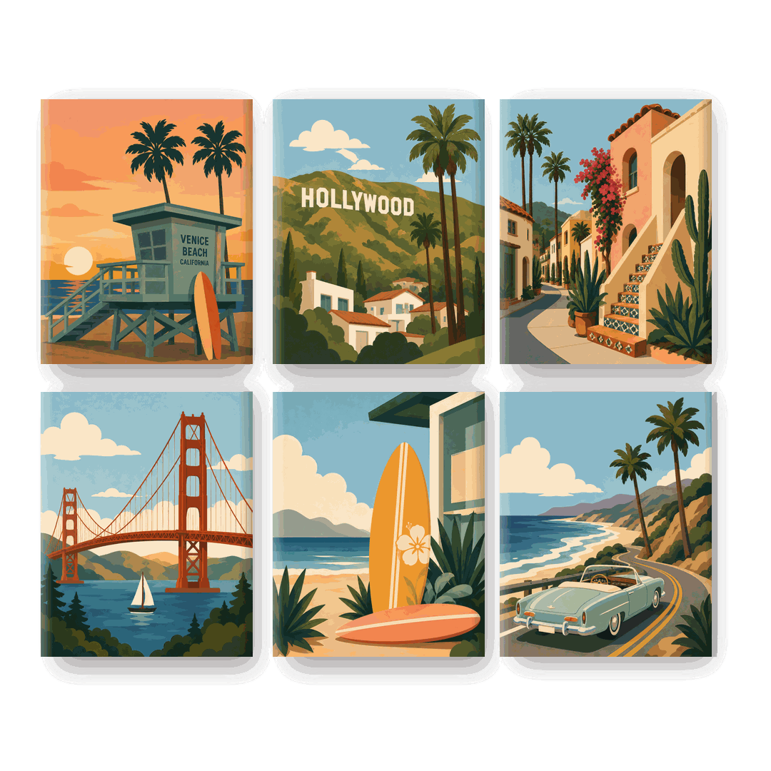6 Mini Paintings - Golden State Set
