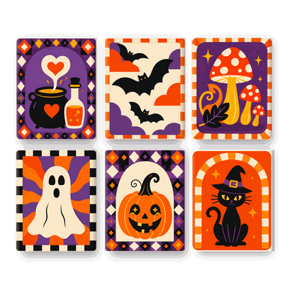 6 Mini Paintings - Groovy Halloween Set