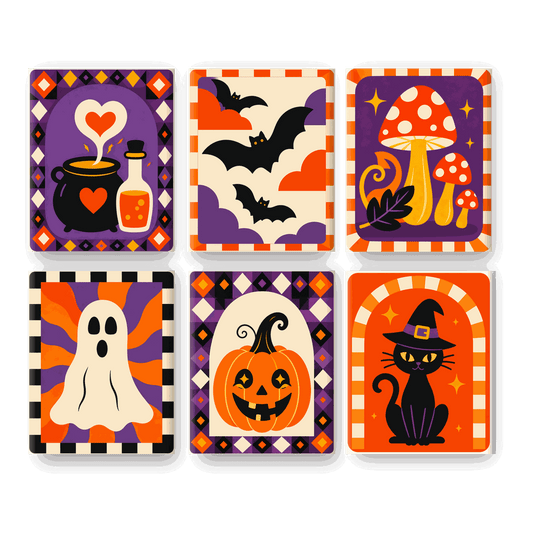 6 Mini Paintings - Groovy Halloween Set