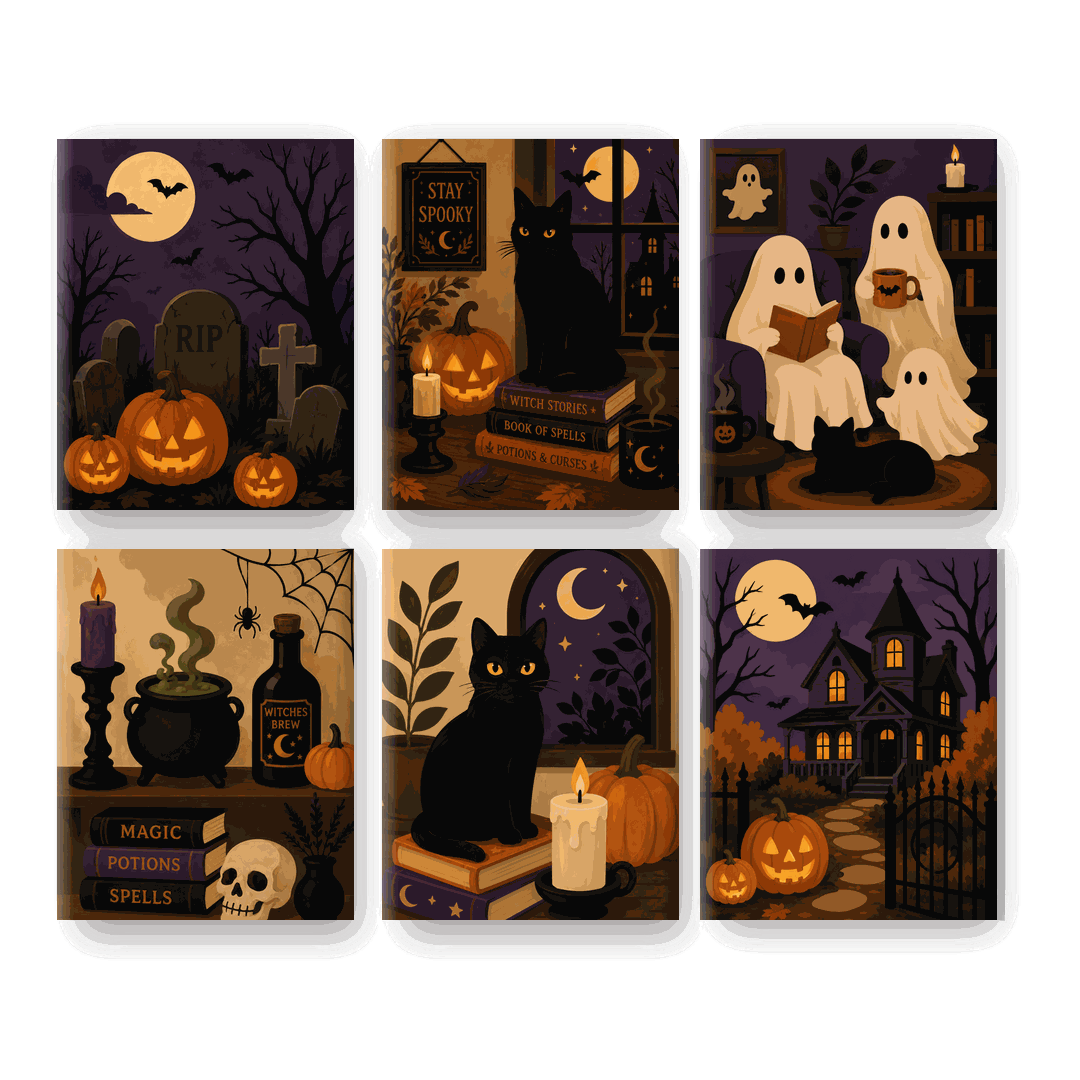 6 Mini Paintings - Haunted & Cozy Set