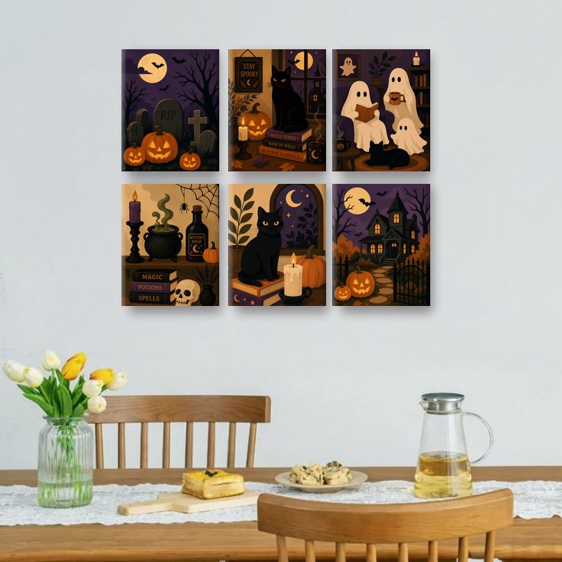 6 Mini Paintings - Haunted & Cozy Set