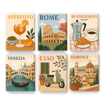 6 Mini Paintings - Italia Amore Mio Set - Paint by numbers