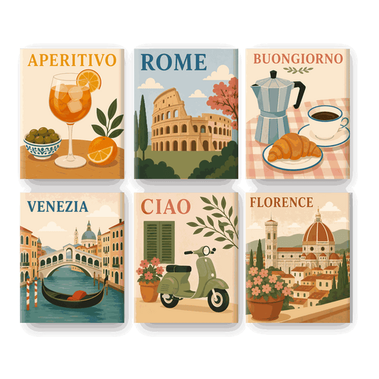 6 Mini Paintings - Italia Amore Mio Set - Paint by numbers