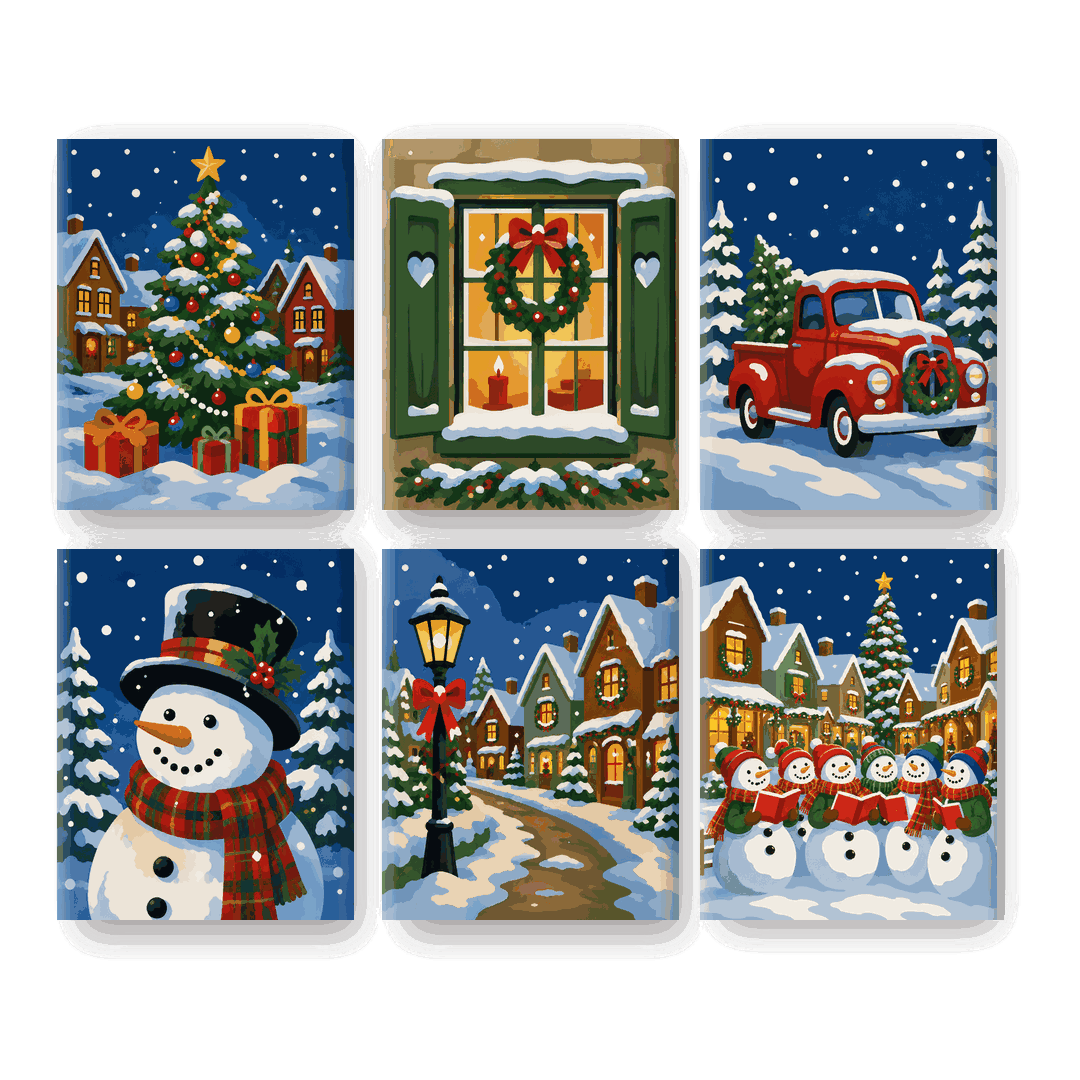 6 Mini Paintings - Let it Snow Set - Paint by numbers