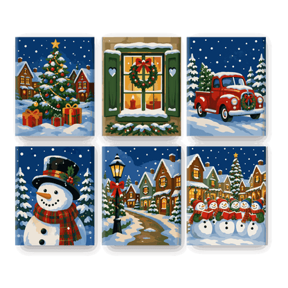 6 Mini Paintings - Let it Snow Set - Paint by numbers