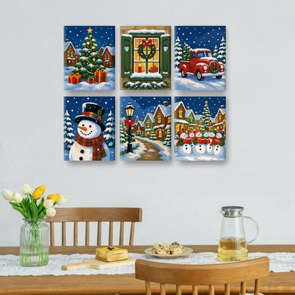 6 mini-tableaux - Qu'il neige