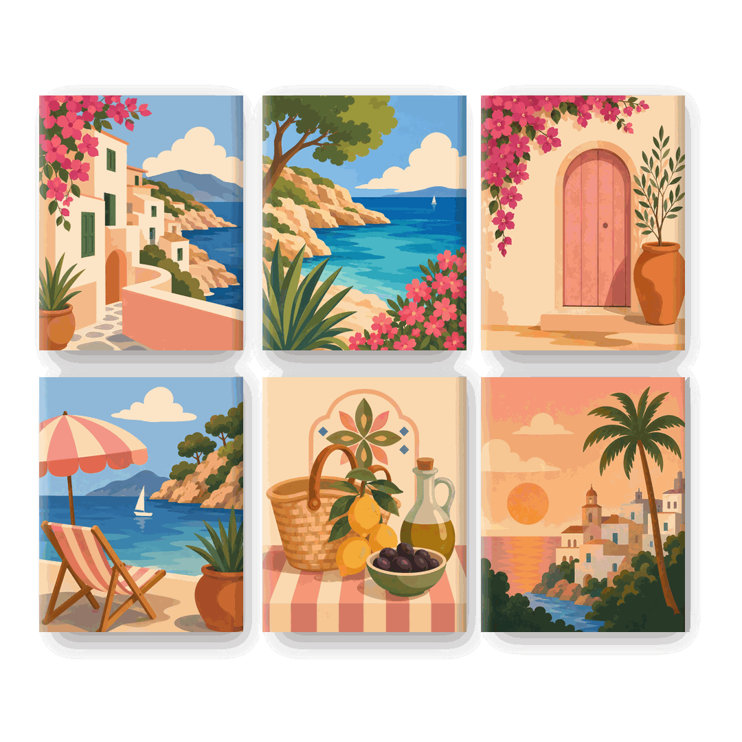 6 Mini Paintings - Mallorca Escape Set - Paint by numbers