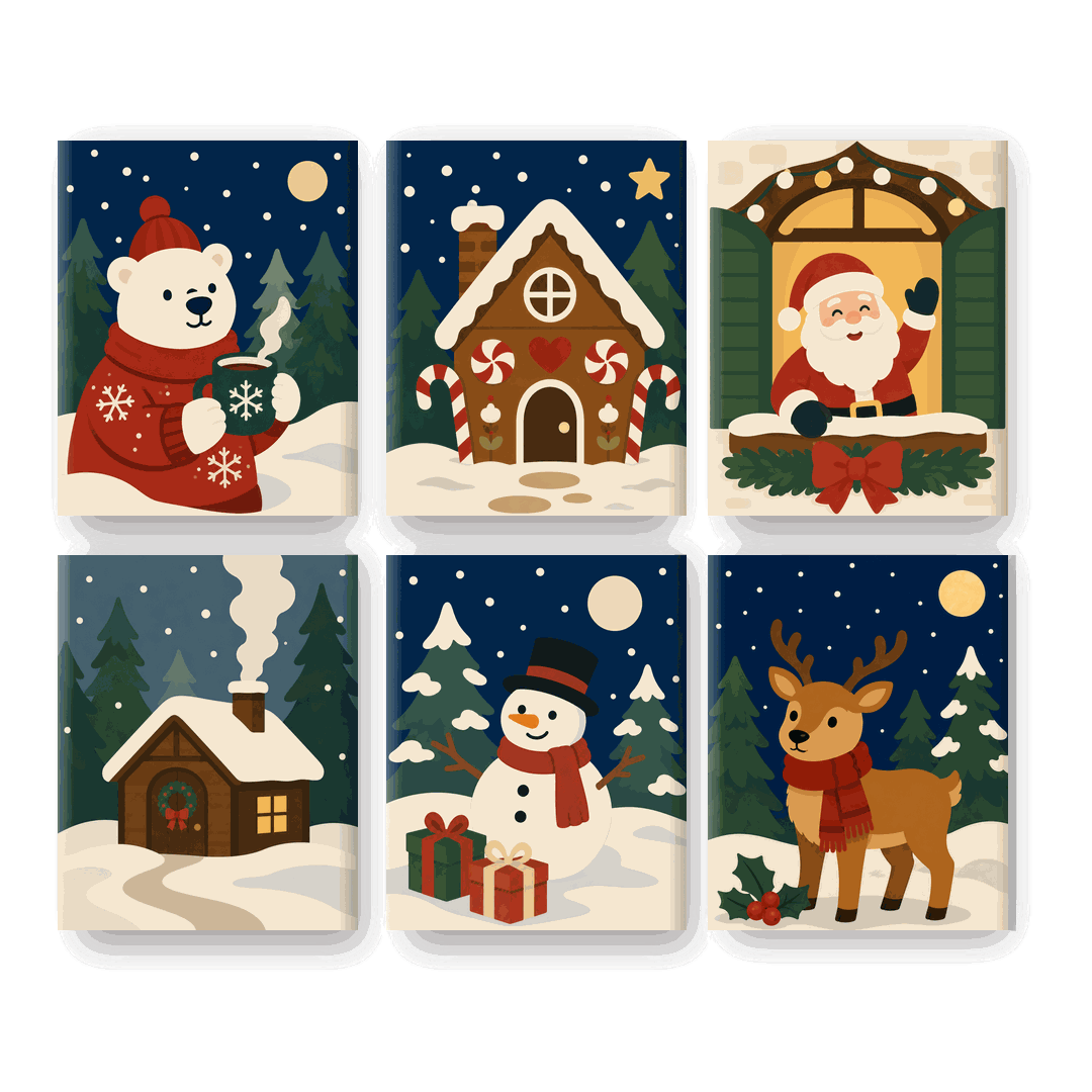 6 Mini Paintings - Merry Moments Set - Paint by numbers