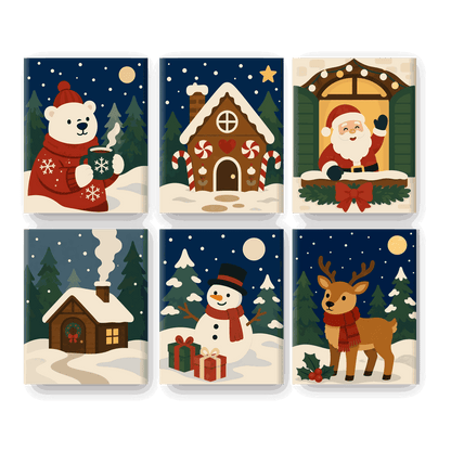 6 Mini Paintings - Merry Moments Set - Paint by numbers