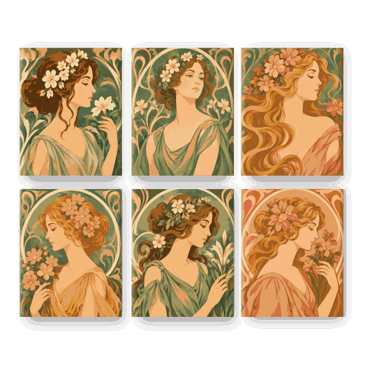 6 Mini Paintings - Nouveau Muses Set - Paint by numbers