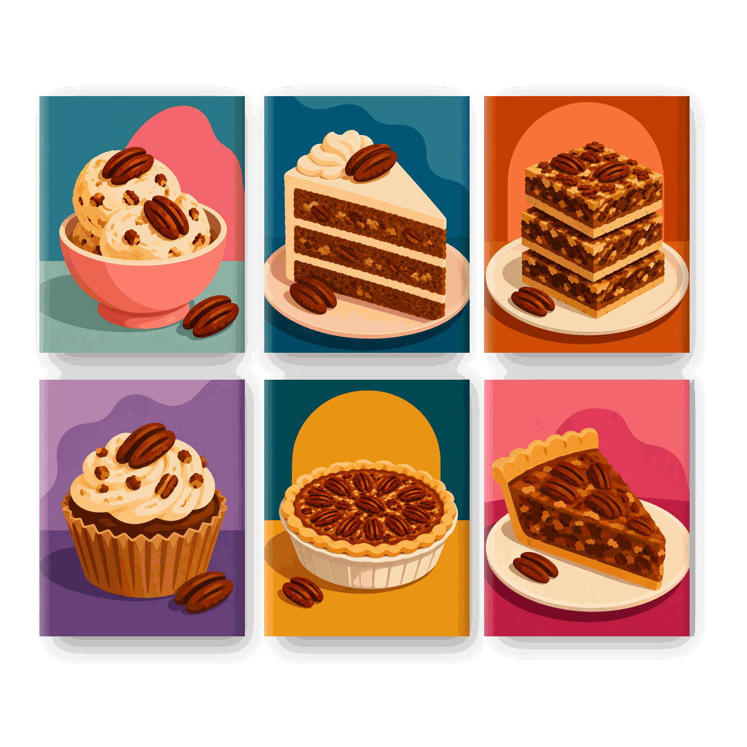 6 Mini Paintings - Pecan Delights Set - Paint by numbers