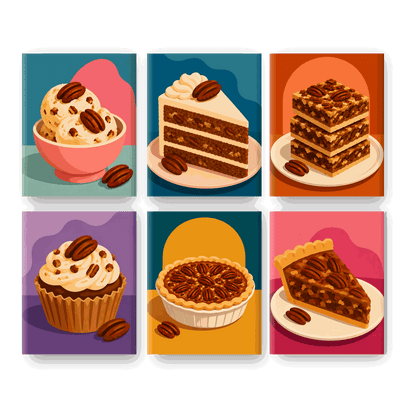 6 Mini Paintings - Pecan Delights Set - Paint by numbers