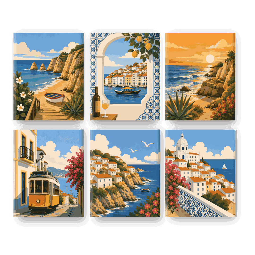 6 Mini Paintings - Portuguese Charm Set - Paint by numbers