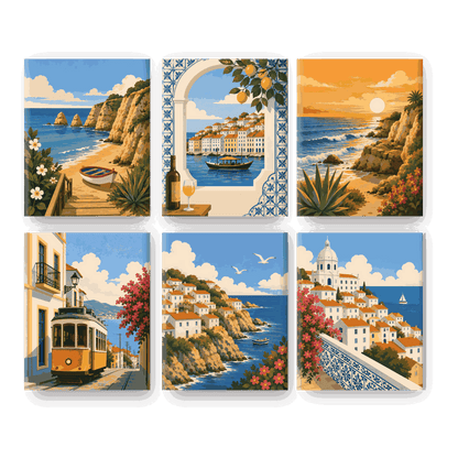 6 Mini Paintings - Portuguese Charm Set - Paint by numbers