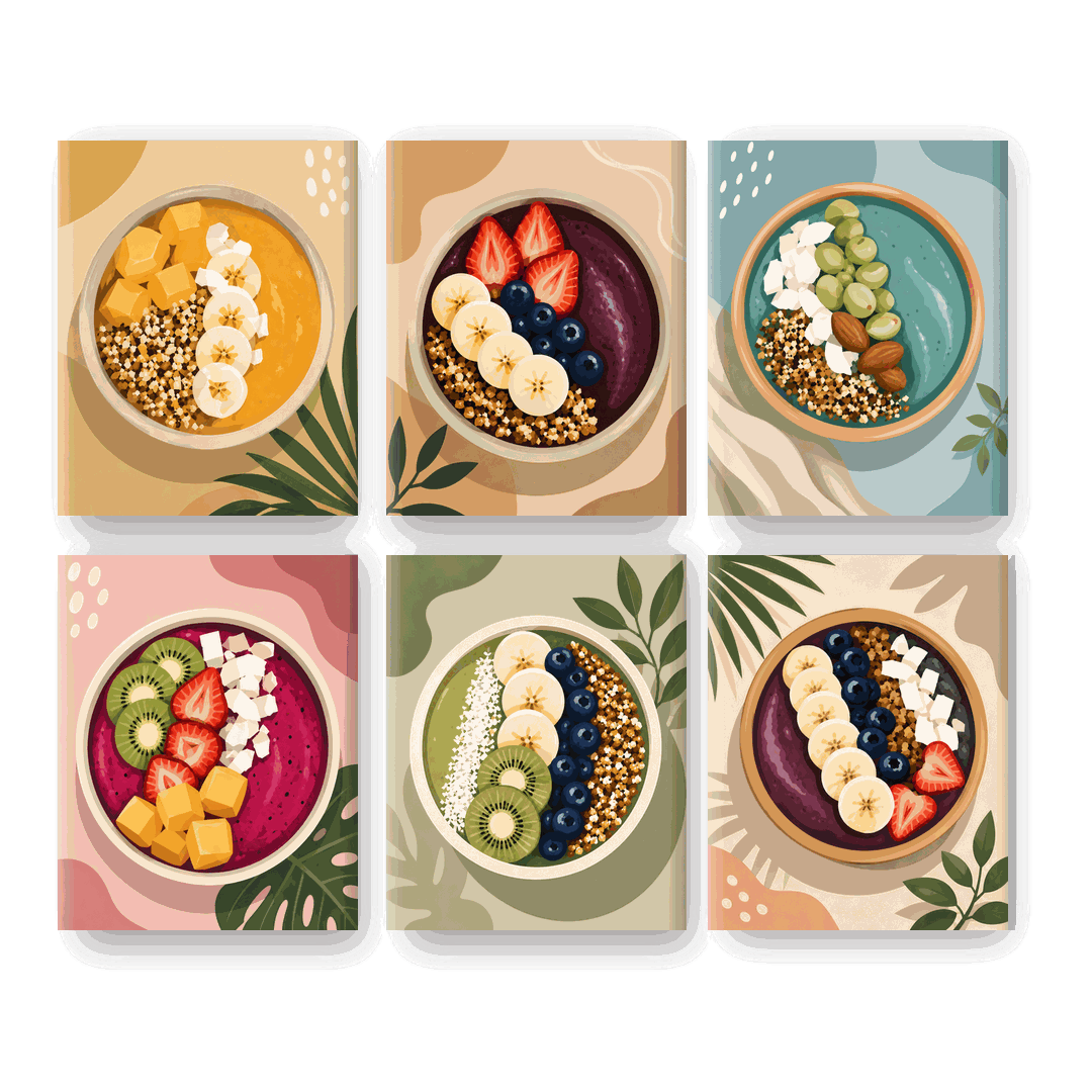 6 Mini Paintings - Rainbow Bowls Set - Paint by numbers