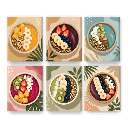 6 Mini Paintings - Rainbow Bowls Set - Paint by numbers