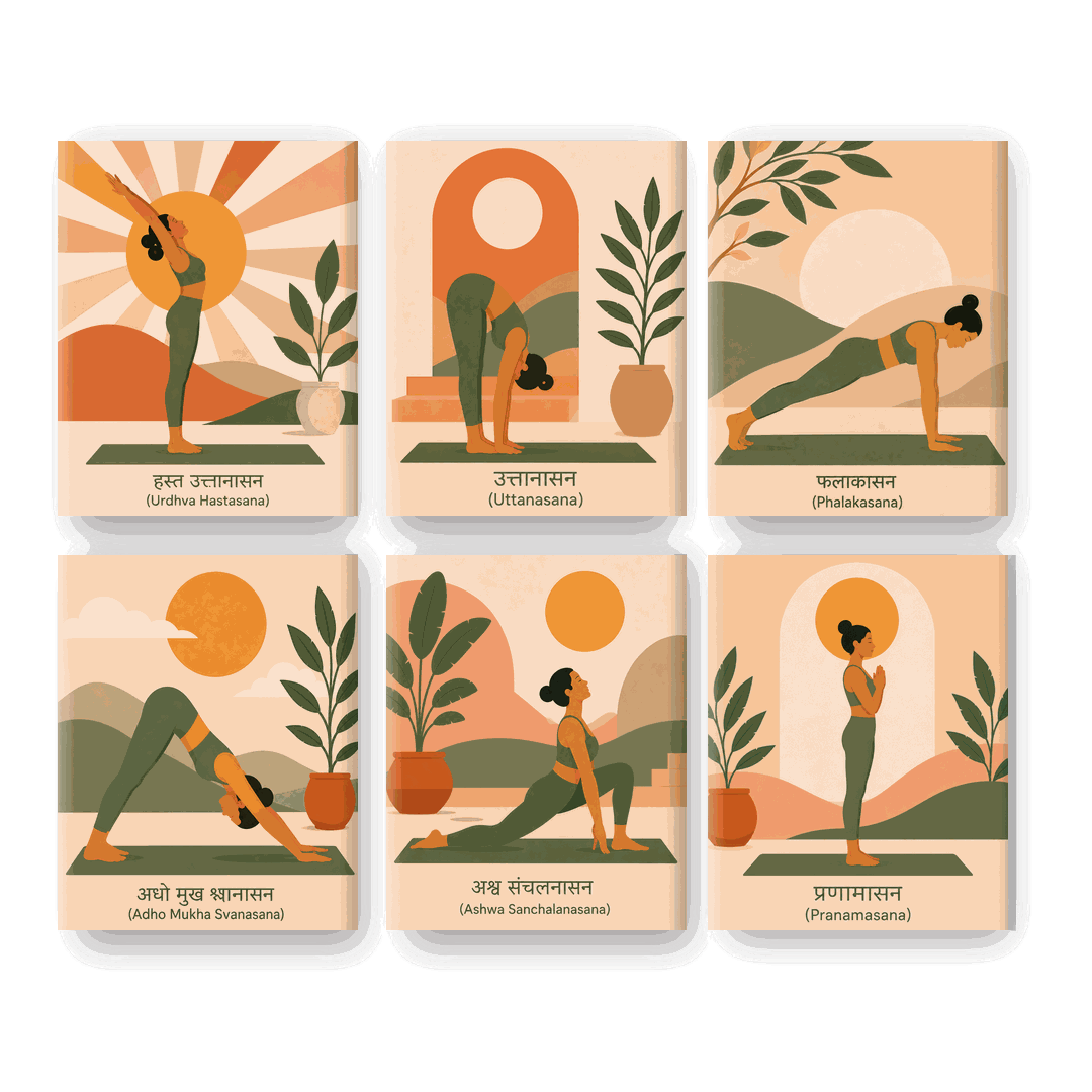 6 Mini Paintings - Sun Salutation Set - Paint by numbers