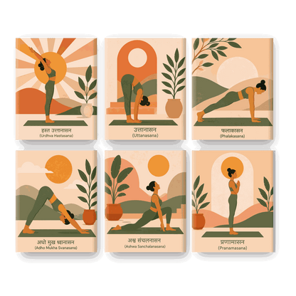 6 Mini Paintings - Sun Salutation Set - Paint by numbers