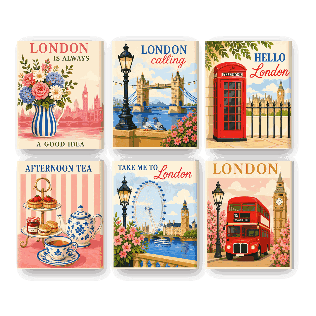 6 Mini Paintings - Take me to London Set - Paint by numbers