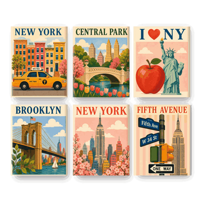 6 Mini Paintings - The Big Apple Set - Paint by numbers