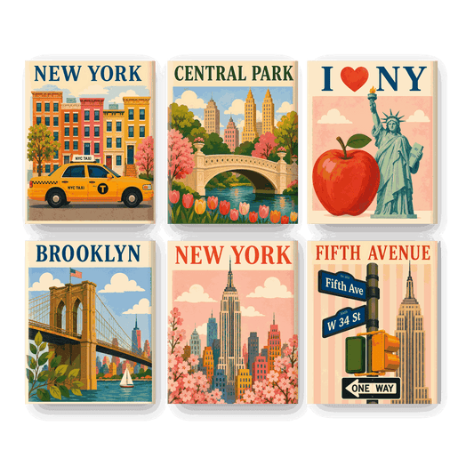 6 Mini Paintings - The Big Apple Set - Paint by numbers