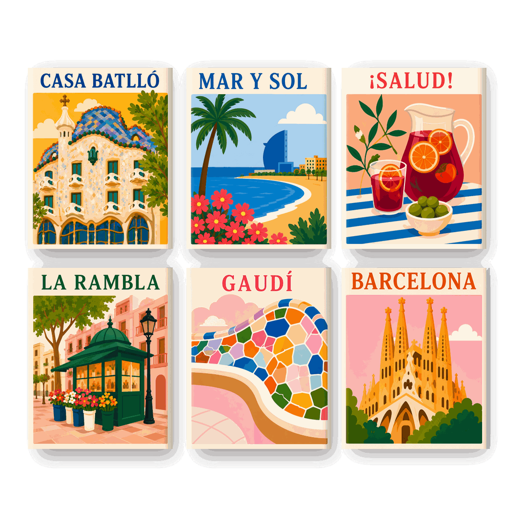 6 Mini Paintings - Viva Barcelona Set - Paint by numbers