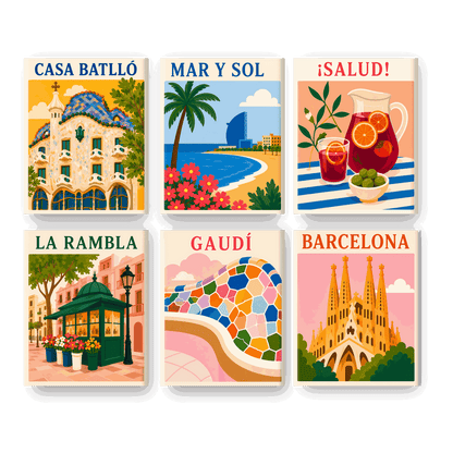 6 Mini Paintings - Viva Barcelona Set - Paint by numbers