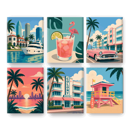 6 Mini Paintings - Welcome to Miami Set - Paint by numbers