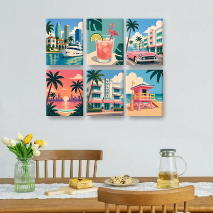 6 Mini Paintings - Welcome to Miami Set
