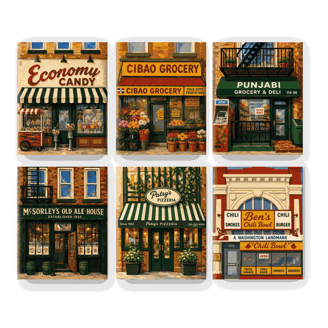 6 Mini Paintings - Neighborhood Classics Set - Paint by numbers